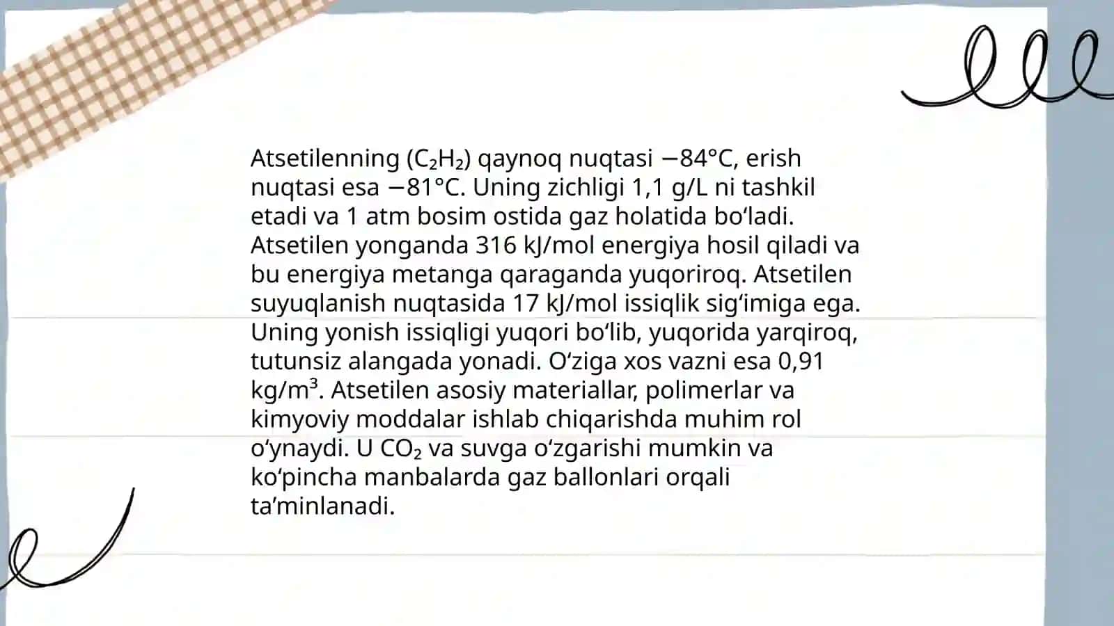 Atsetilen olinishi va xossalari 4