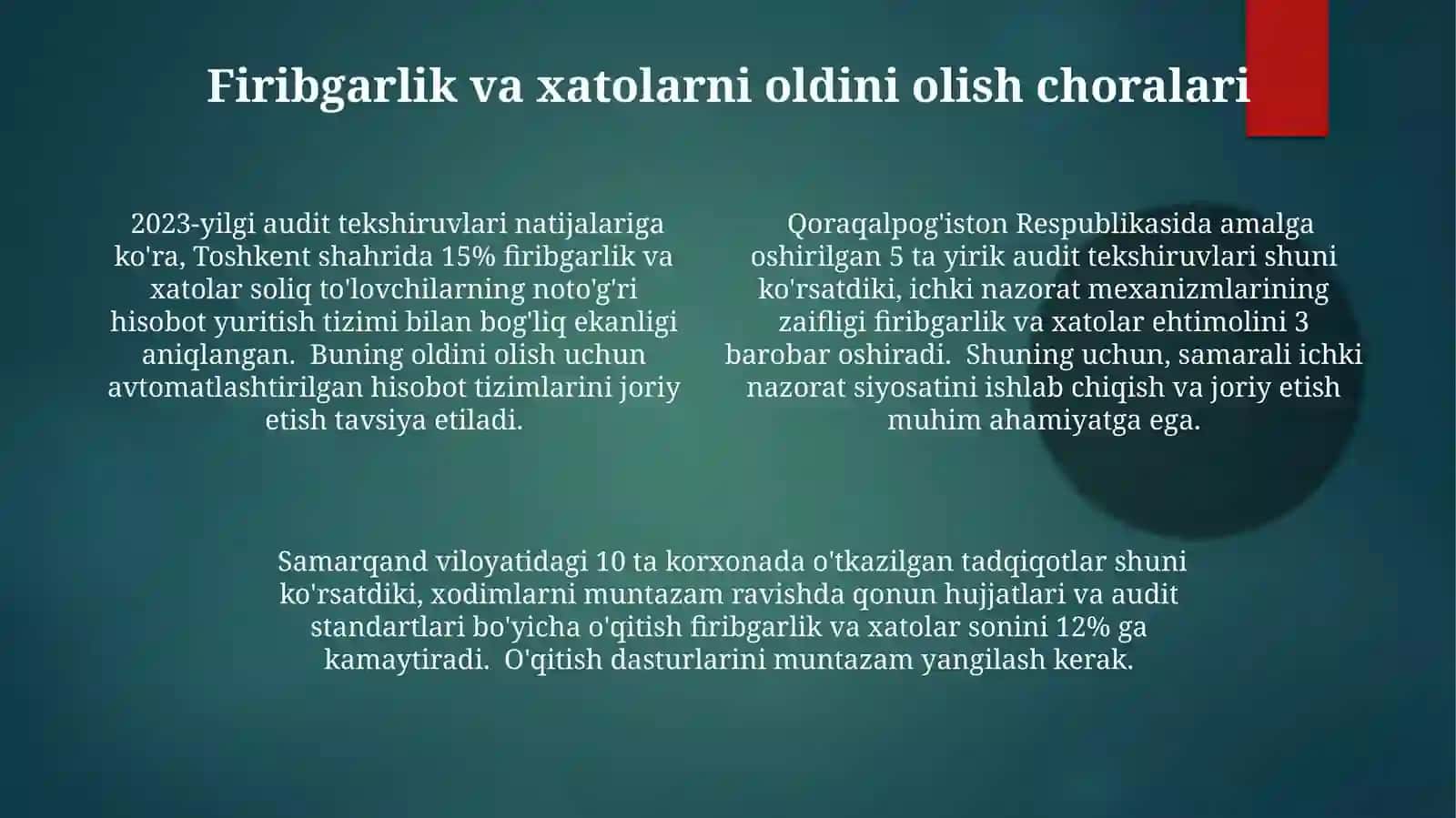 Audit tekshiruvlarida aldash va xato 4