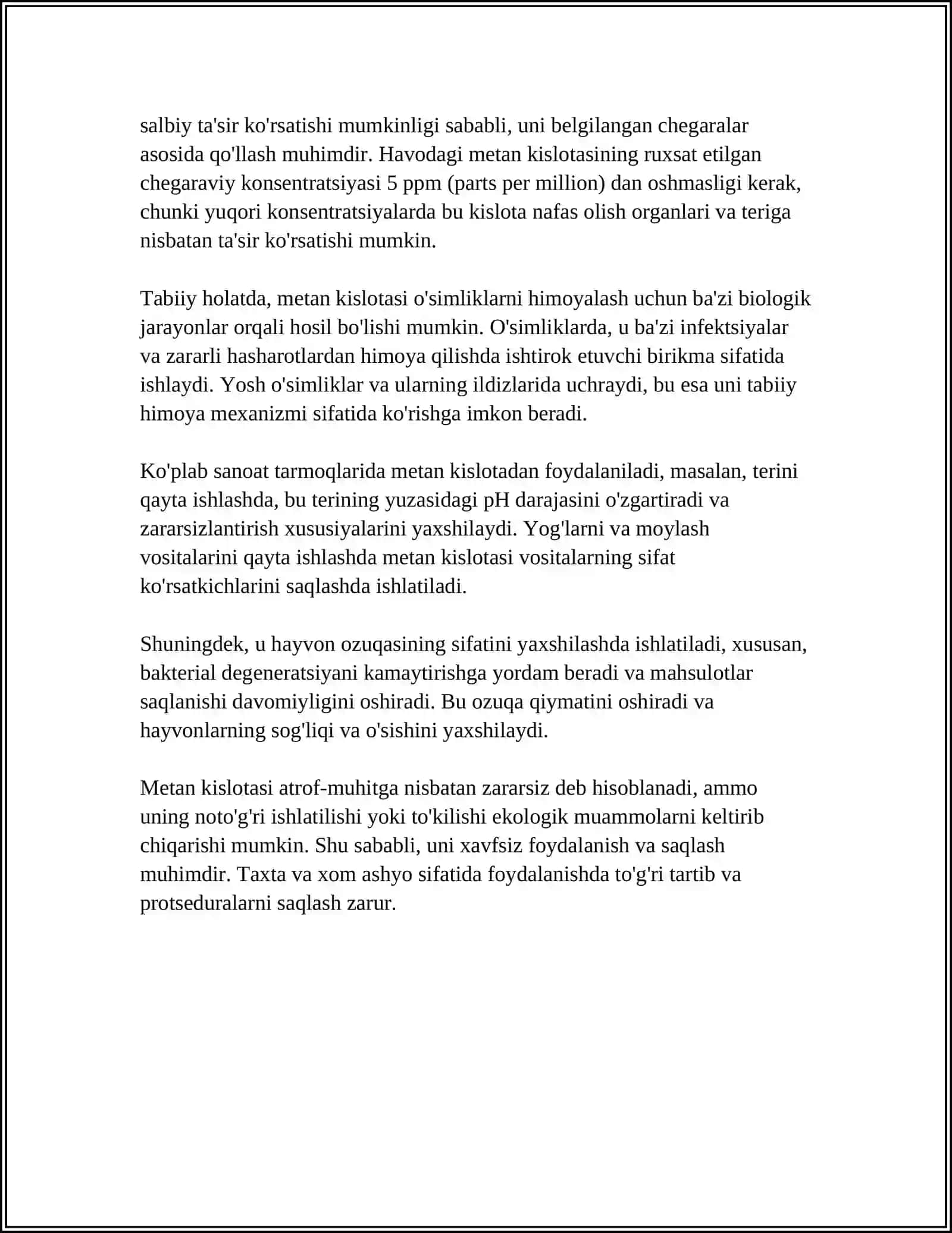 Metan kislotasi (formiat kislota) 4