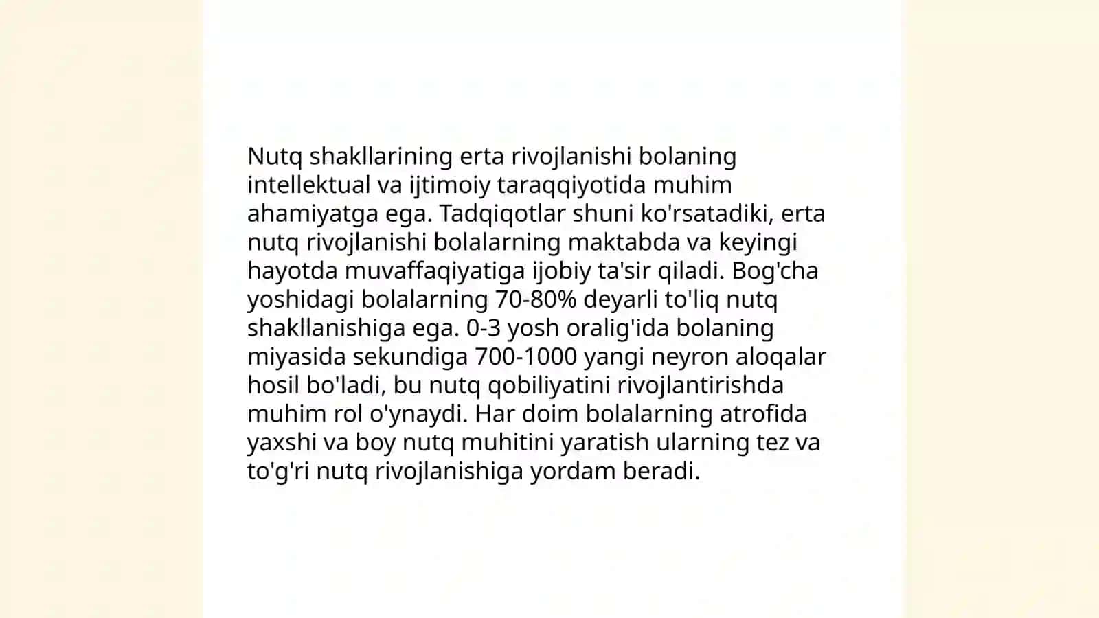 Muloqot va nutq shakllarini rivojlantirish.Go'daklik davri 4