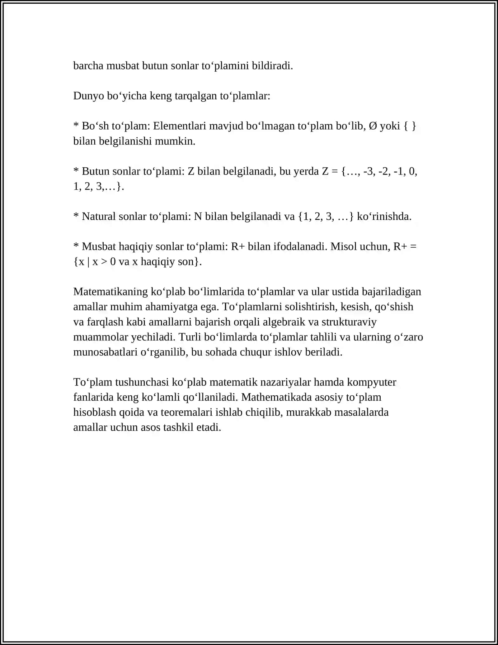 TO‘PLAMLAR VA ULAR USTIDA AMALLAR 4
