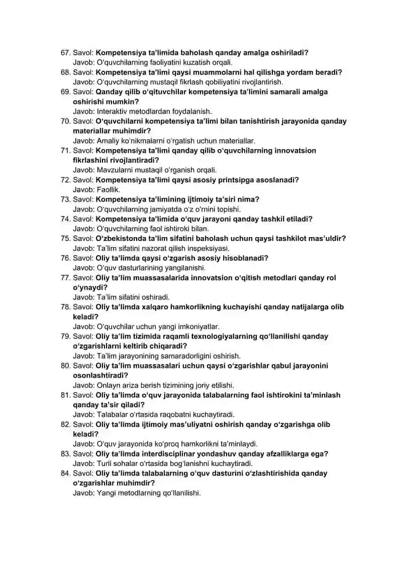 Uzluksiz taʼlim tendensiyalari fanidan 510 ta test 4