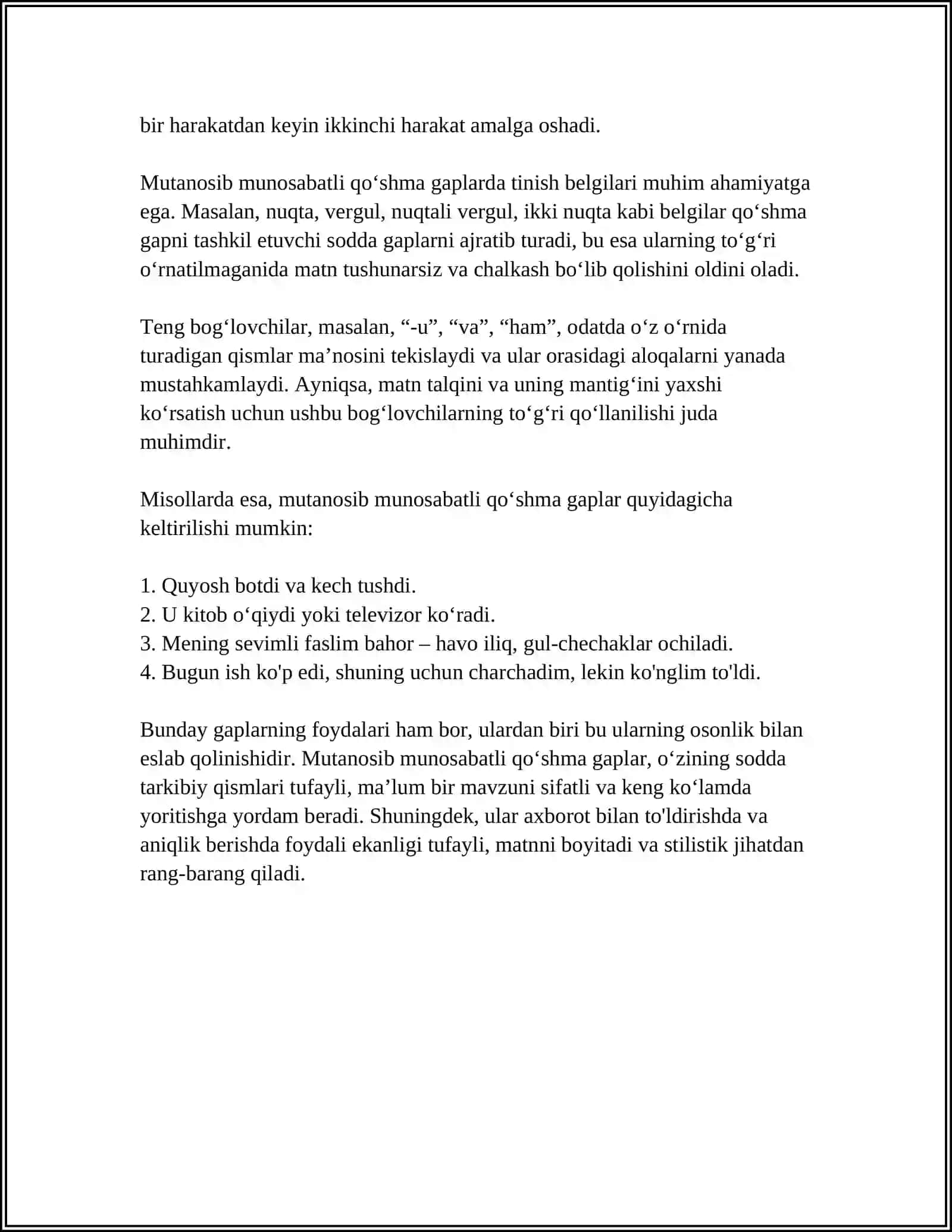 MUTANOSIB MUNOSABATLI QOʻSHMA GAPLAR 4