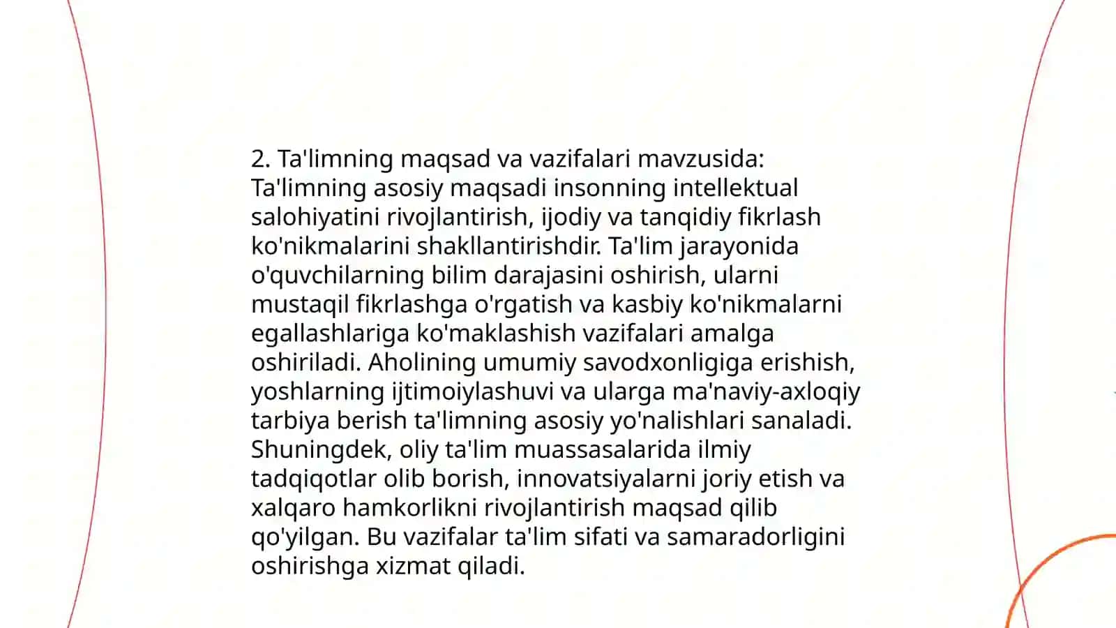 Ta'lim to'g'risidagi qonunning tuzilishi 4