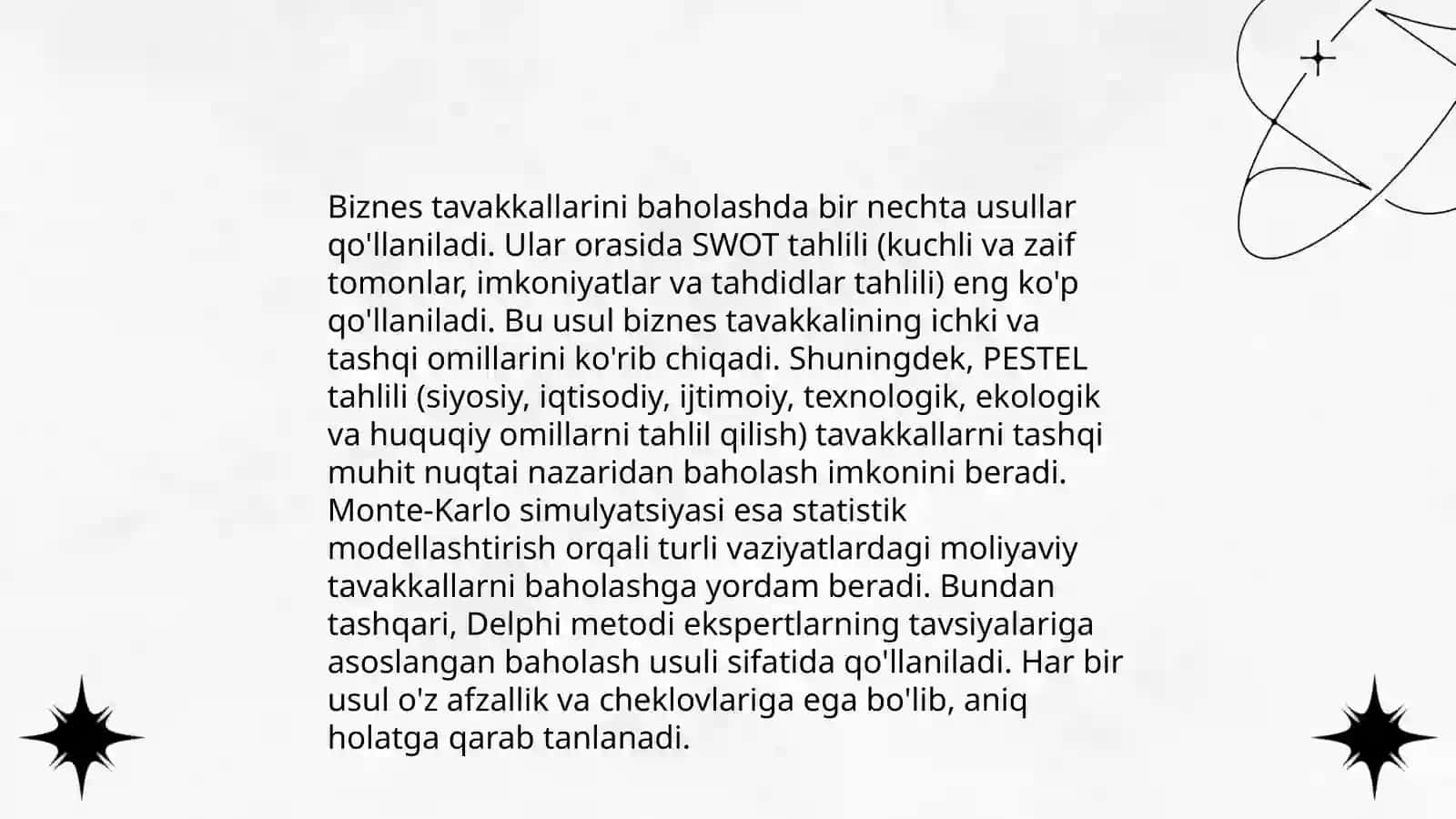 Biznesda tavakkalchilik (risk) 4