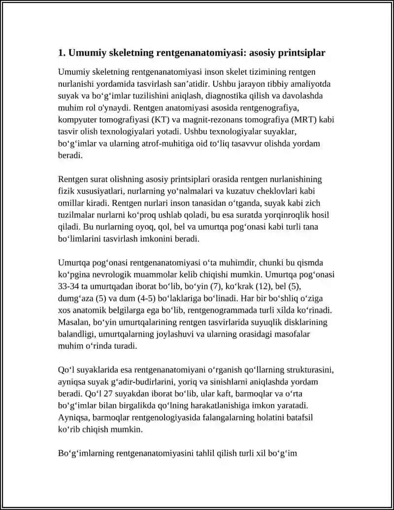 SKELET SUYAKLARINING RENTGENANATOMIYASI.SKELETNING RIVOJLANISHI ANOMALIYALARI 4