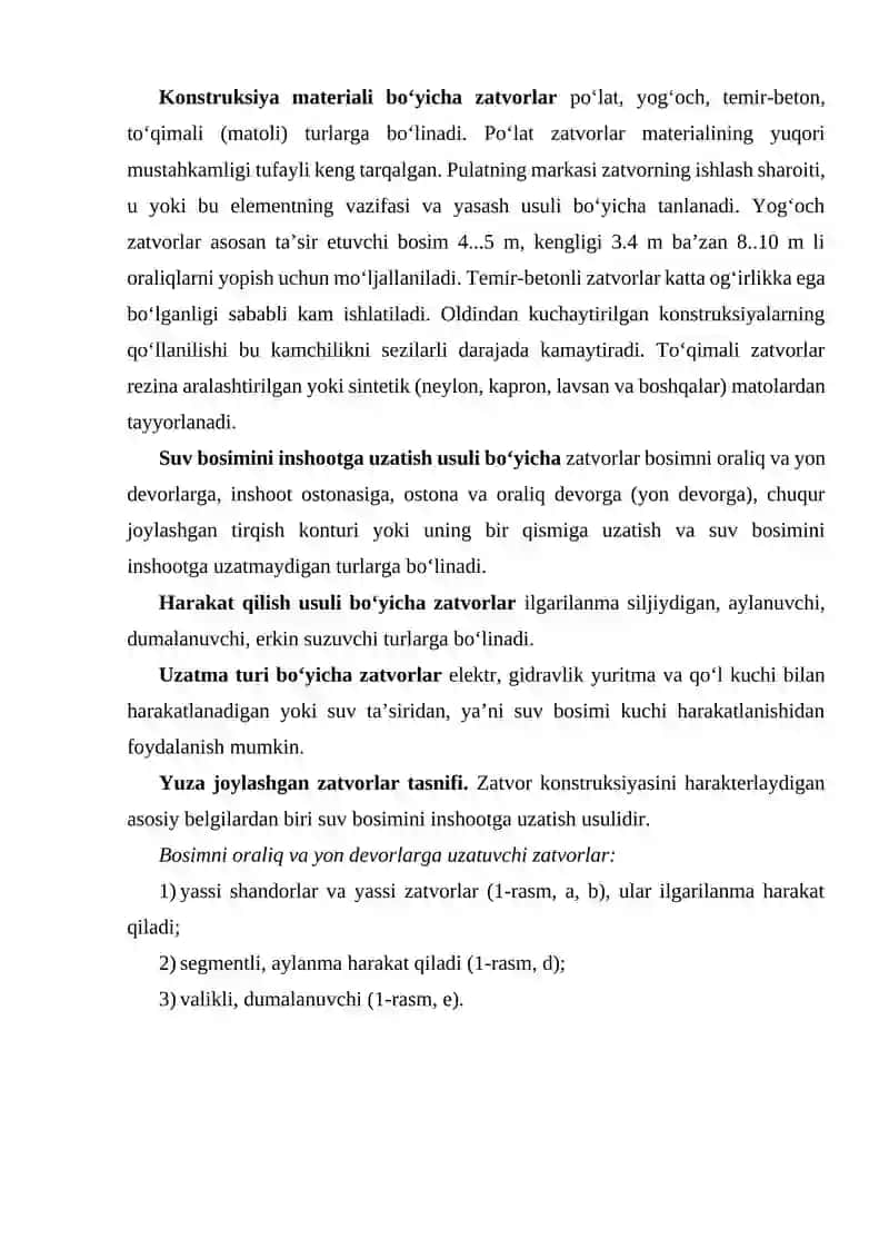 Gidrotexnika inshootlarini zatvorlari 4