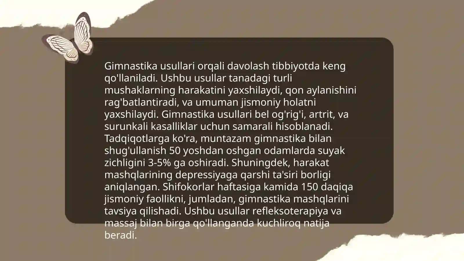 Sign va zamonaviy davolanish va gimnastika usullar bilan davolash 4