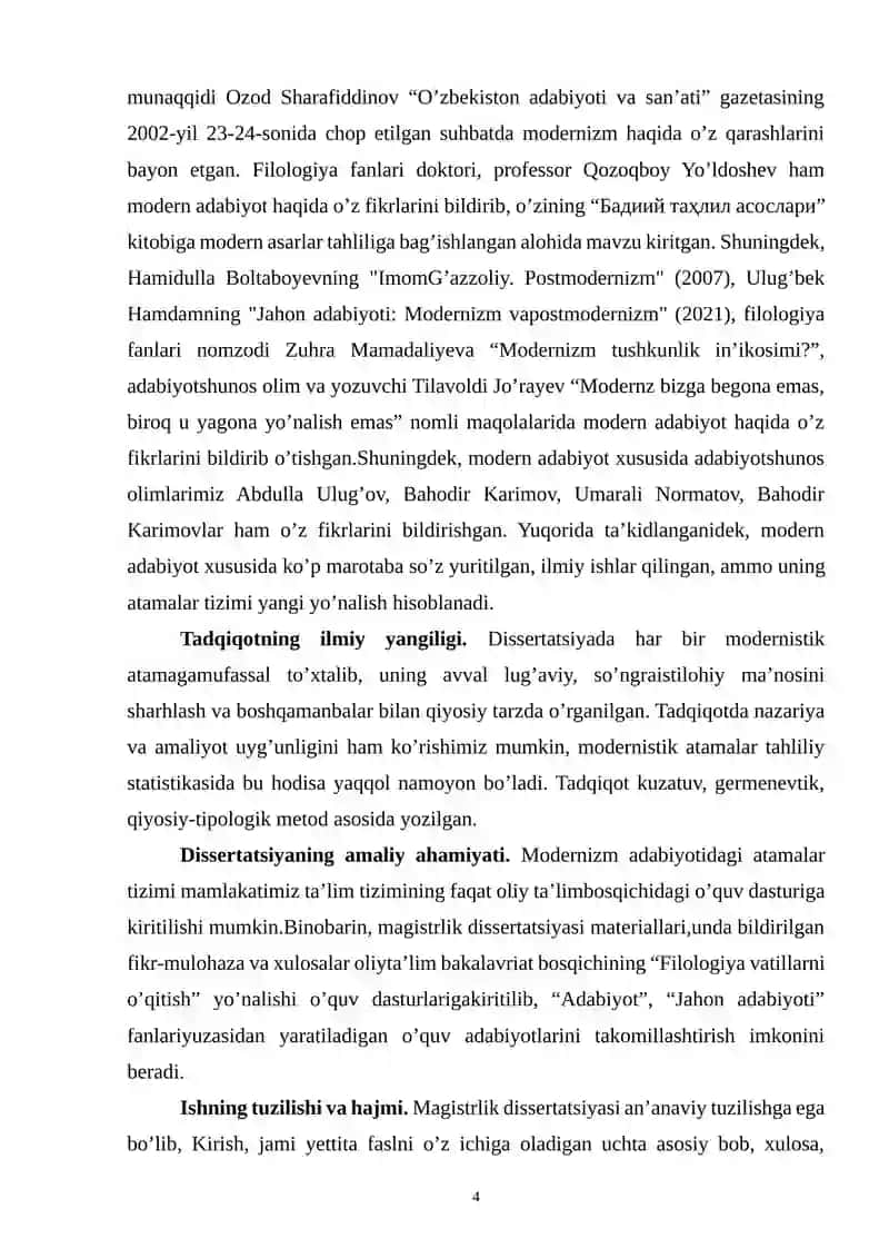 MODERNIZM ADABIYOTIDA ATAMALAR TIZIMI 4