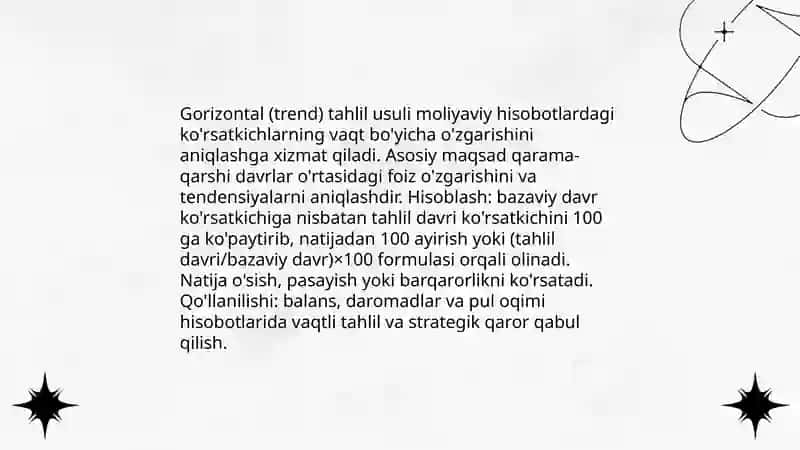 Moliyaviy hisobot tahlilining metidi va usullari 4