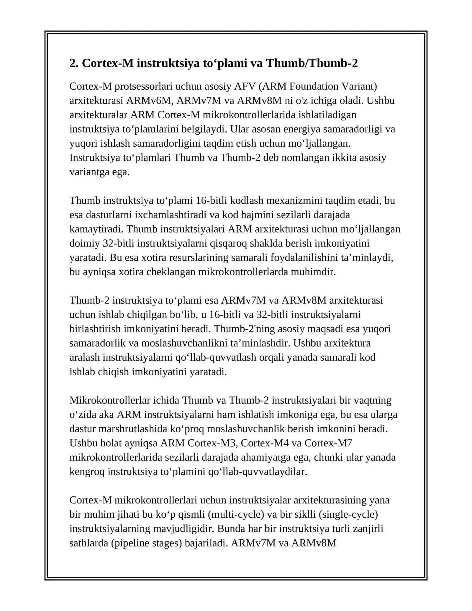 ARM CORTEX-M MIKROKONTROLLERLARI VA ULARNING IMKONIYATLARI 4