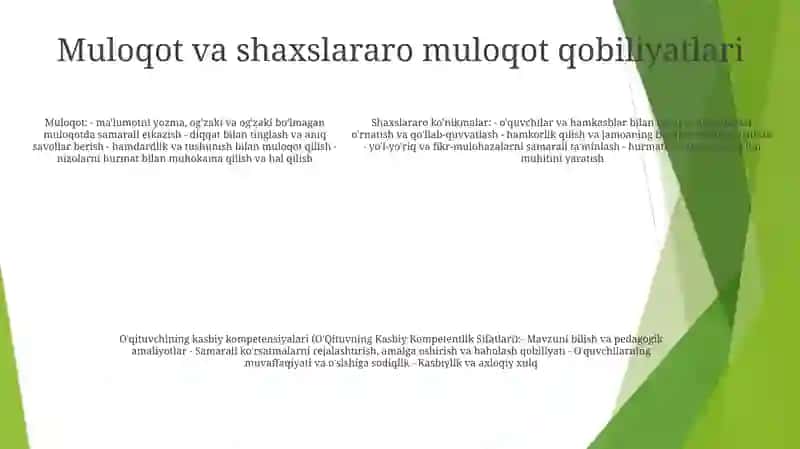 O'Qituvchining Kasbiy Kompetentlik Sifatlari 4
