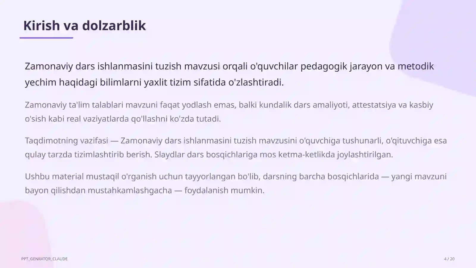 Zamonaviy dars ishlanmasini tuzish 4