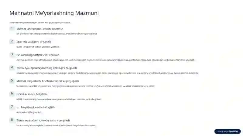 Sanoat korxonalarida mehnatni me’yorlashning mazmuni va vazifalari 4