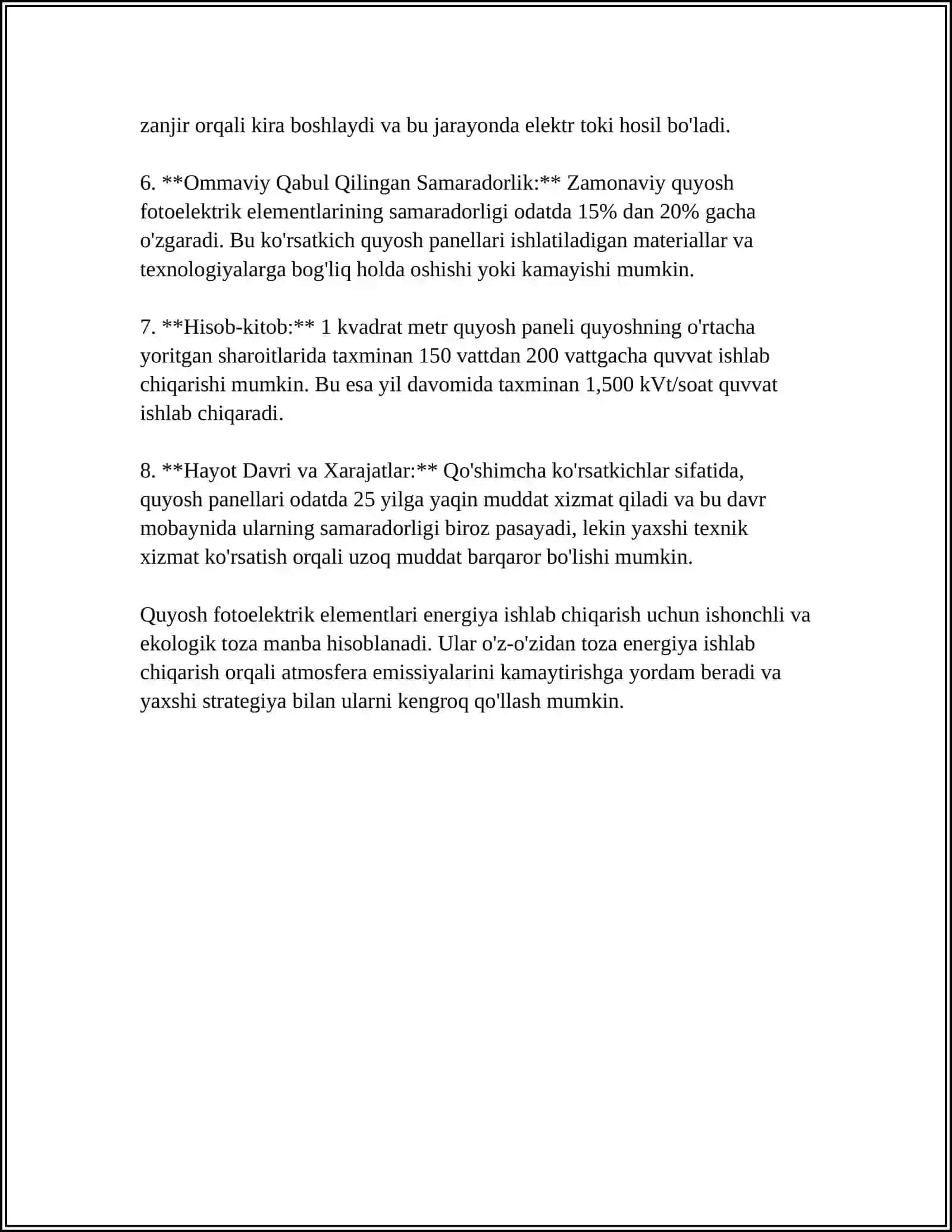 QUYOSH FOTOELEKTRIK ELEMENTLARI VA MODULLARI OPTIK TOLALI TIZIMLAR 4