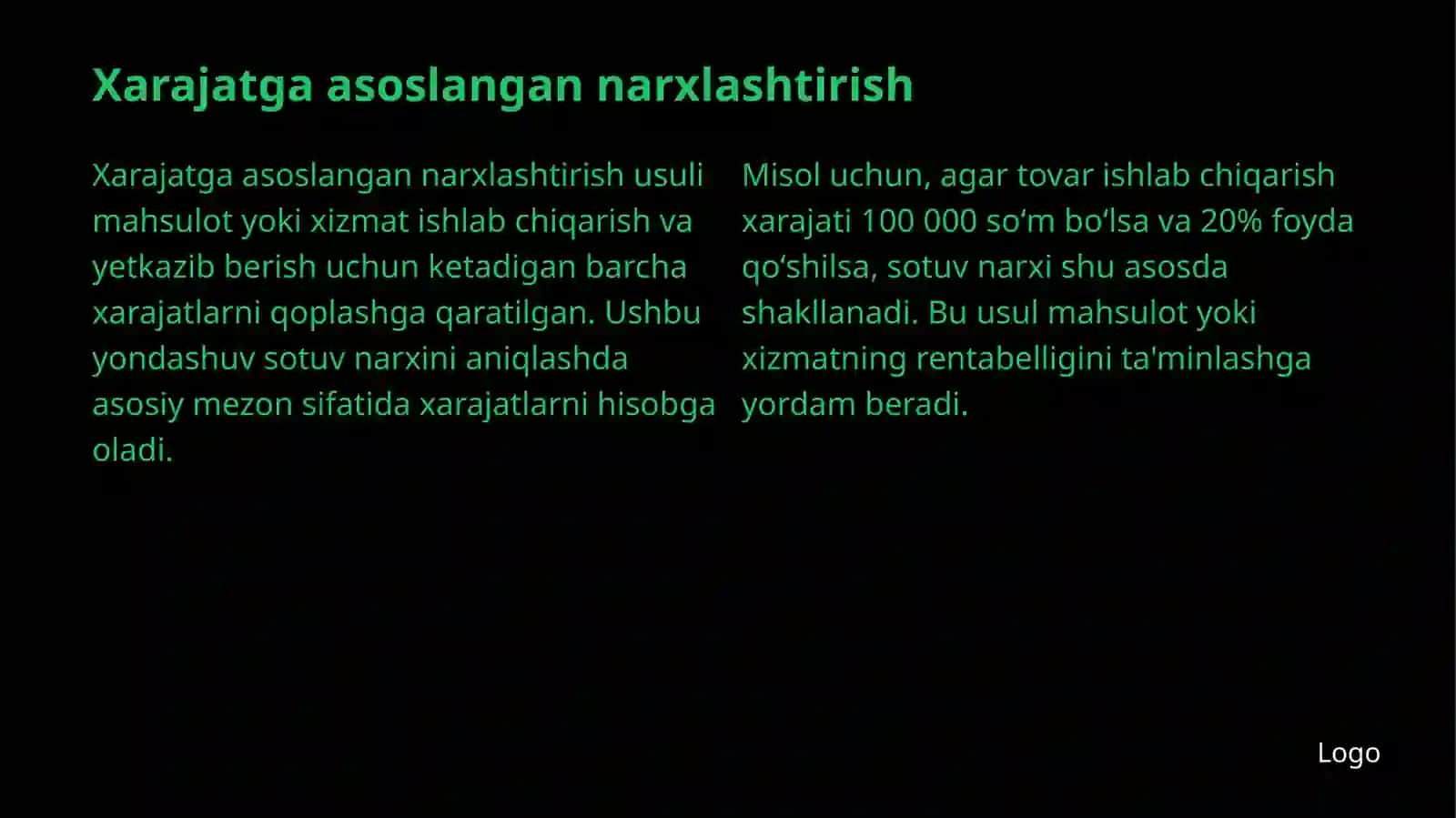 Narxlashtirish usullari 4