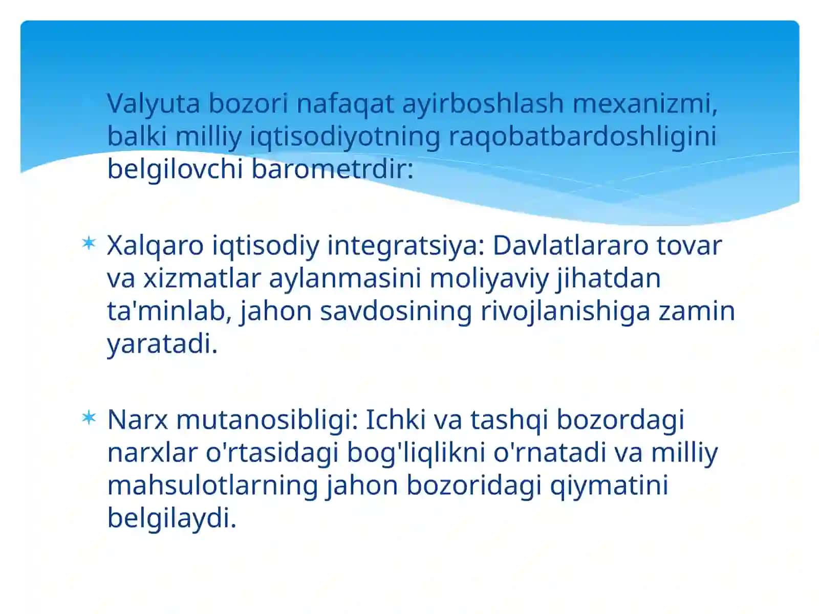 Valyuta bozorining mohiyati va iqtisodoiyotdagi o’rni 4