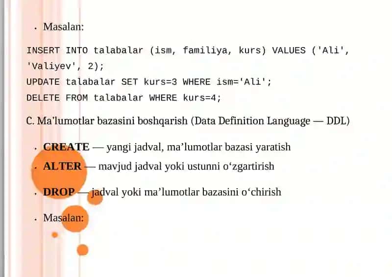 SQL So‘rovlar Tili Strukturasi 4