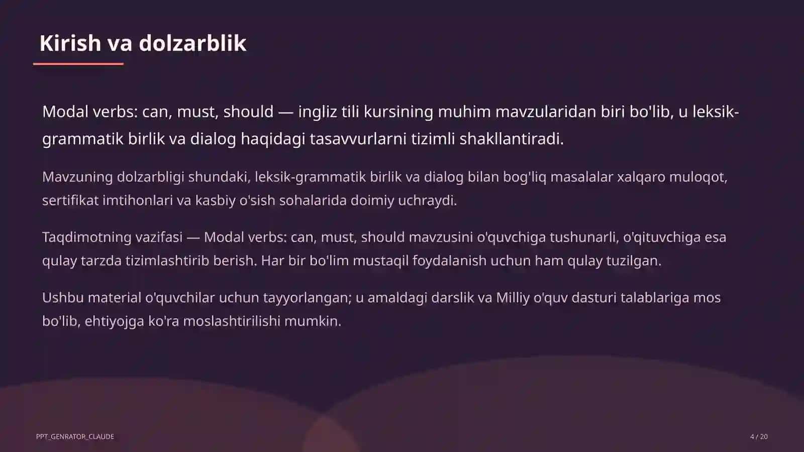Modal verbs: can, must, should (7-sinf) 4