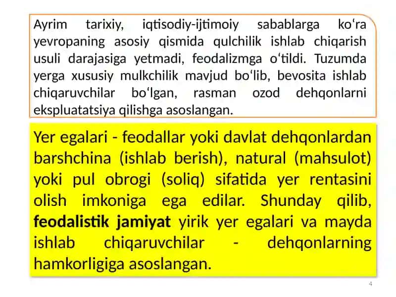 Feodal jamiyati va uning yemirilishi davridagi iqtisodiy ta’limotlar 4