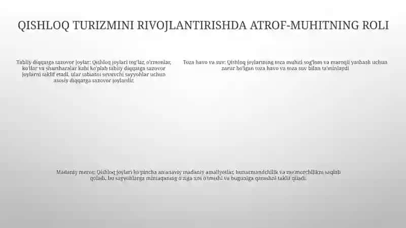 Qishloq Turizmini Rivojlantirish 4