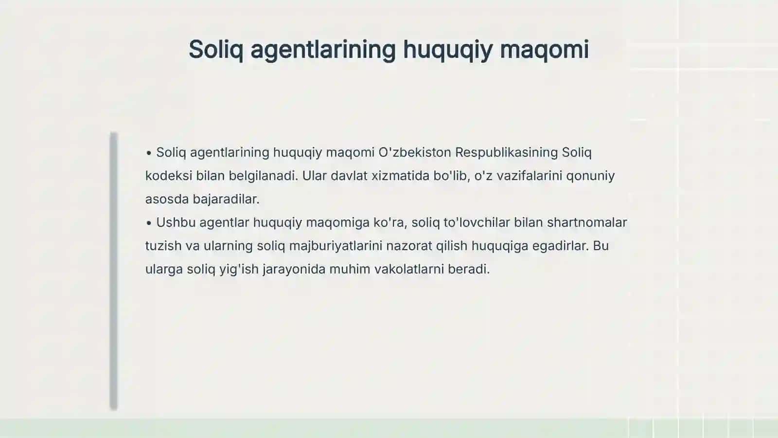 Soliq agentlari va ularning majburiyatlari 4