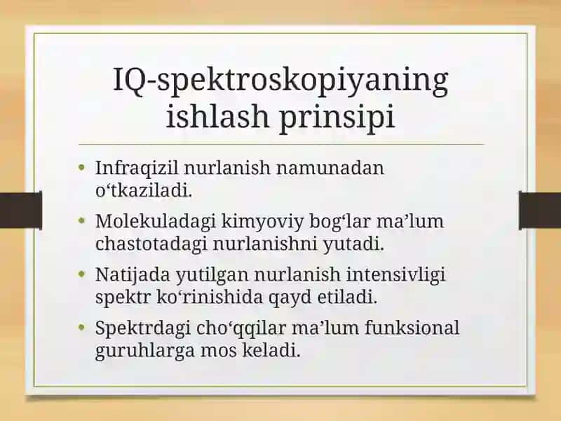 IQ-spektroskopiya haqida umumiy ma’lumot 4