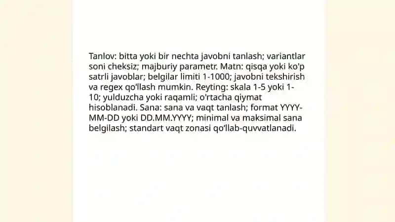 Formalar va soʻrovnomalar yaratish 4