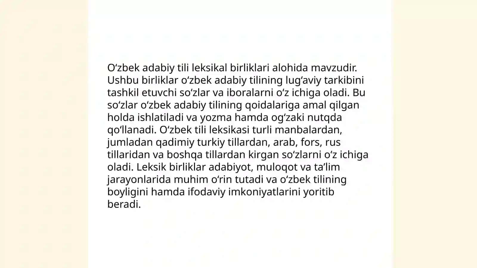 Hozirgi o'zbek adabiy tilining leksik sathi va leksikalogiyasi 4