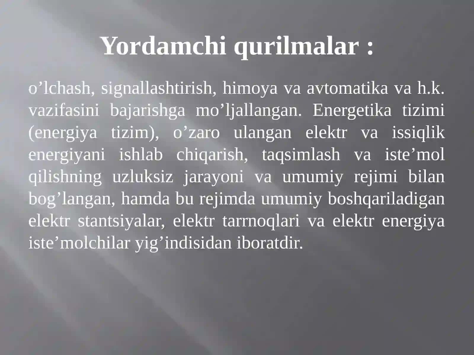 Issiqlikva elektr energiyalarni uzatish va iste’mol qilish 4