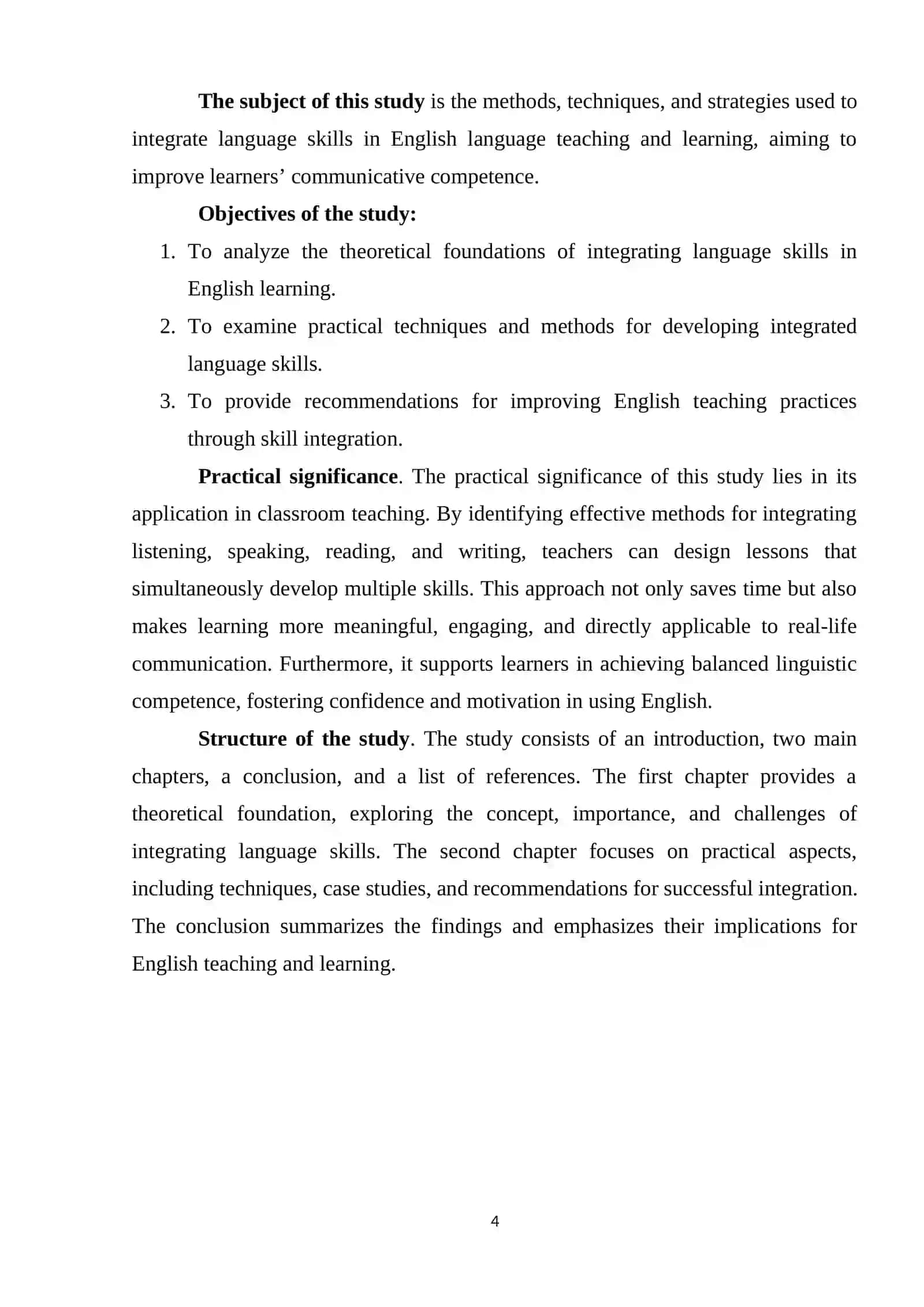 THE IMPORTANCE OF INTEGRATING LANGUAGE SKILLS IN LEARNING ENGLISH 4
