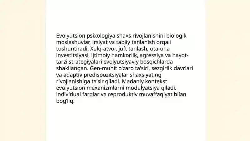 Shaxsni evolyusion jihatdan rivojlanishi 4