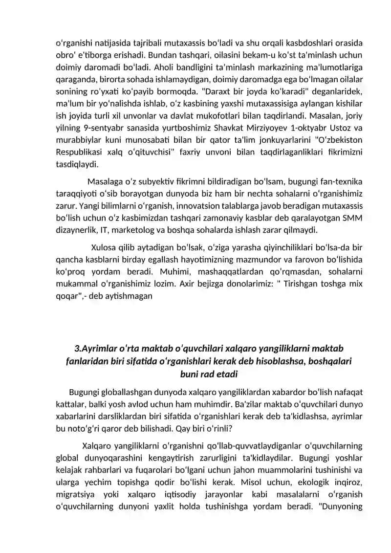 Namunaviy esselar ( 70+ ballik) 30 ta 4