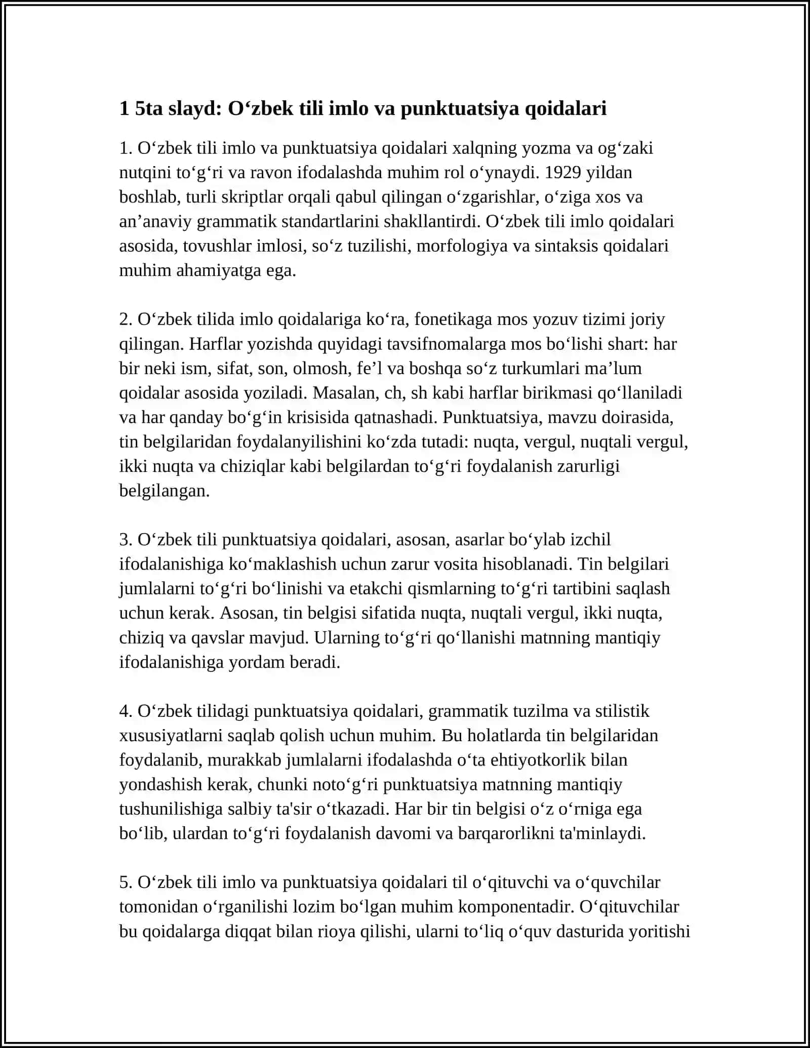 O'zbek tili imlo va punktuatsiya qoidalari 4