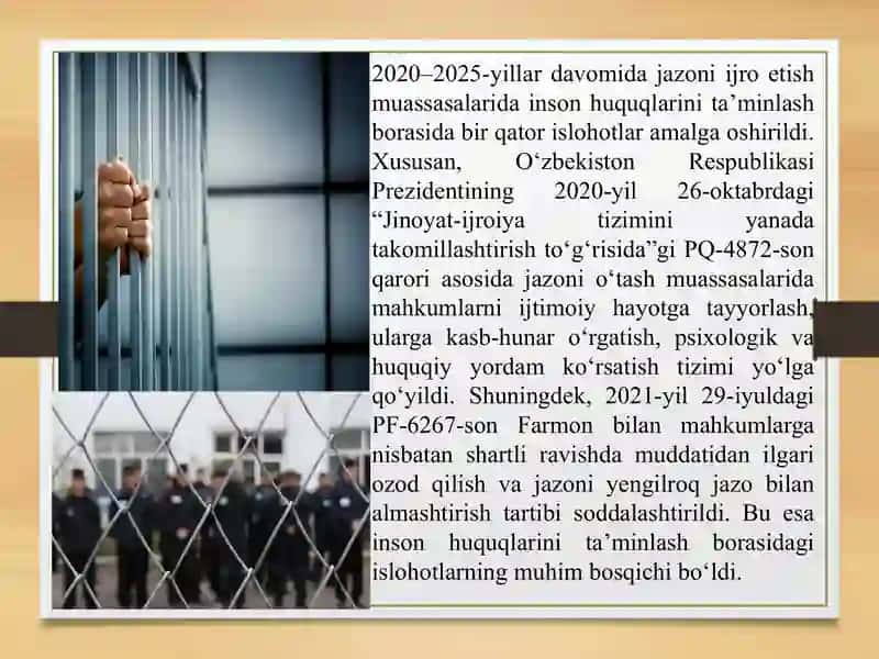 Mahkumlarning huquqiy holati (yangiliklari) 4