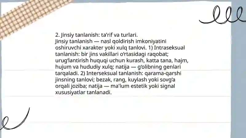 Tabiiy va jinsiy tanlanish 4