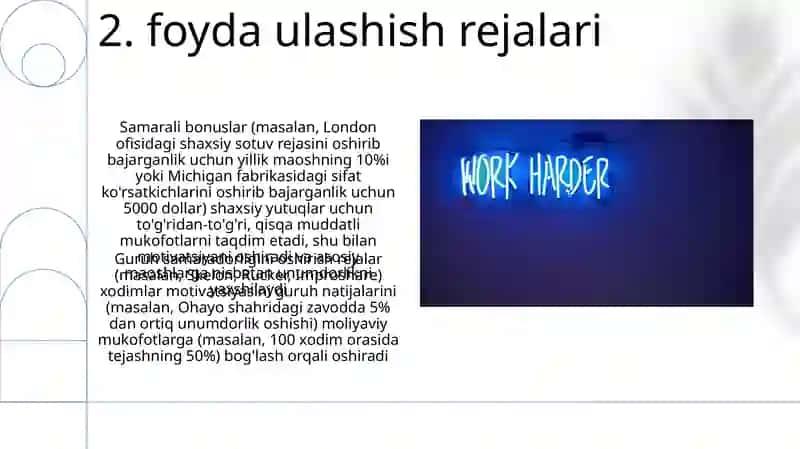Xodimlarni ragʻbatlantirish va mativatsiyalash usullari. 4
