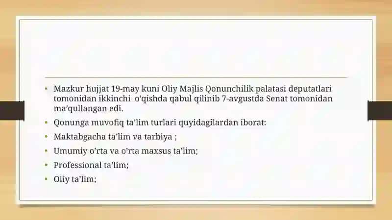 TA'LIM TO'G'RISIDAGI QONUN 4