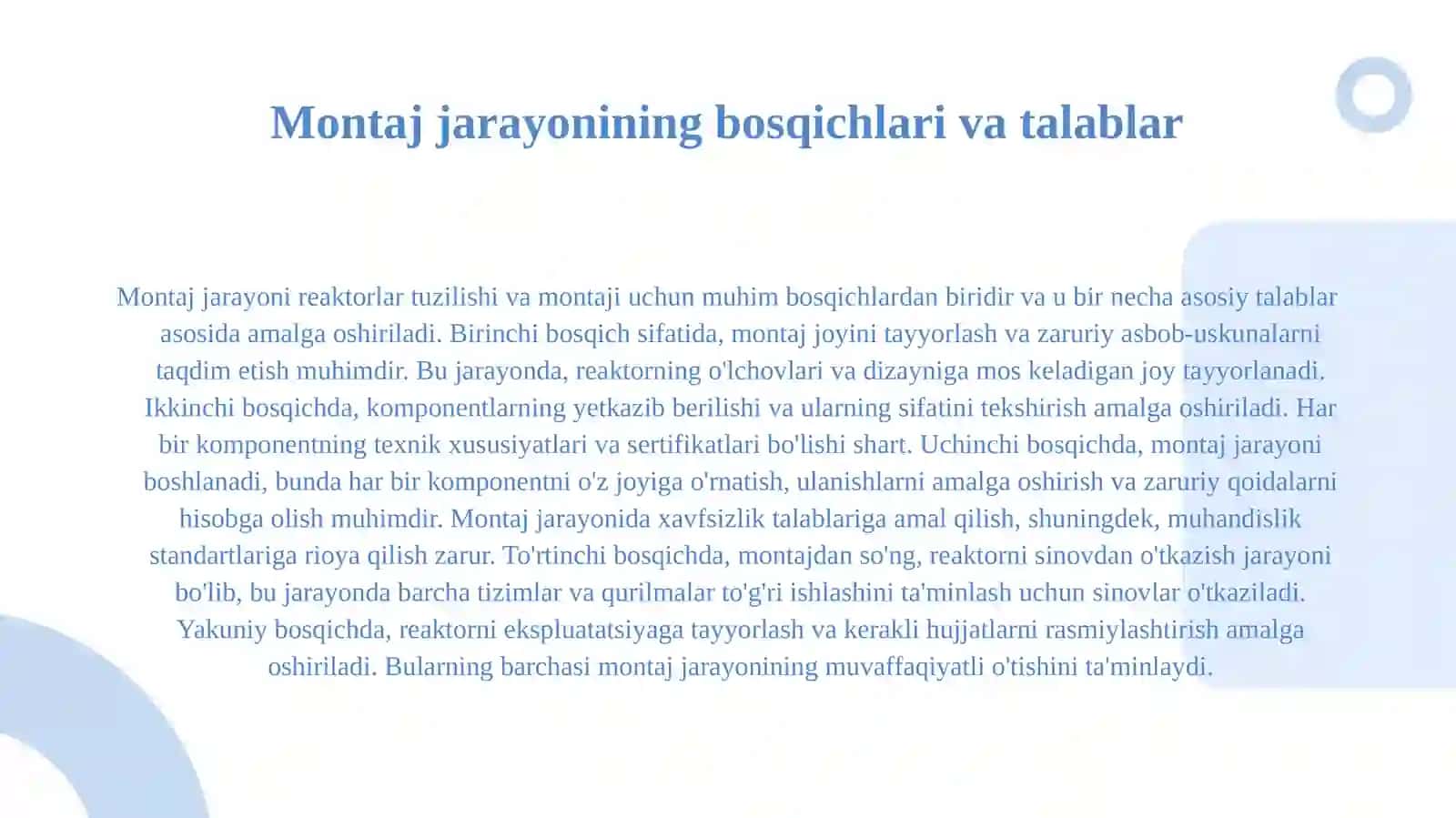 Reaktorlar tuzilishi va montaji 4