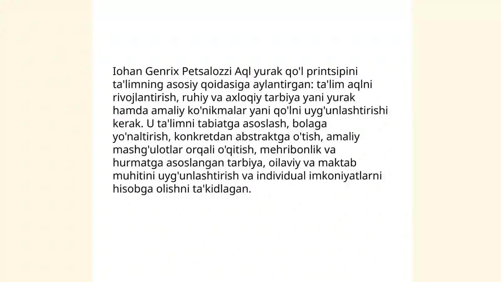 Iogan Genrix Petsalotsining pedagogik g'oyalari 4