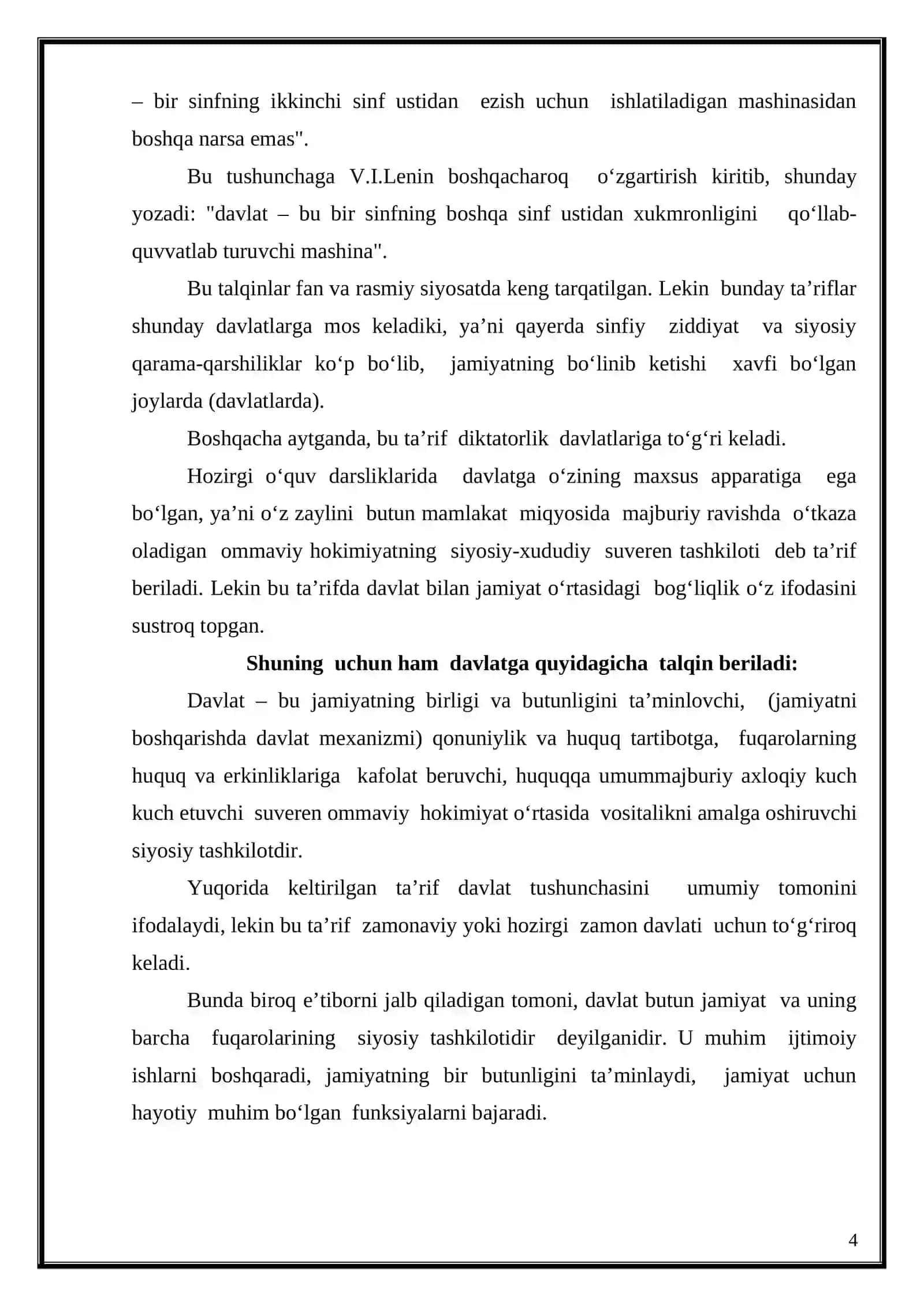 “DAVLAT BELGILARI ” MAVZUSIDAGI KURS ISHI 4