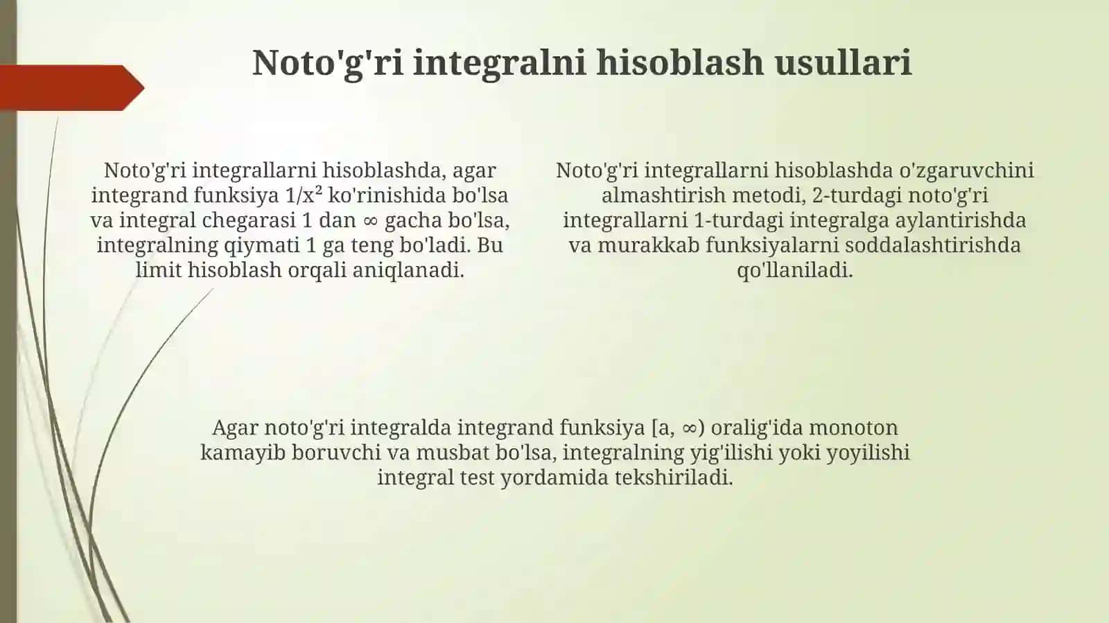 Integral taqqoslash mezonlari 4