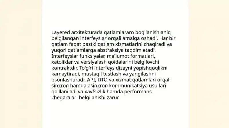 DASTURIY TA’MINOT ARXITEKTURA USLUBLARI (LAYERED, CLIENT-SERVER, EVENT-DRIVEN). 4