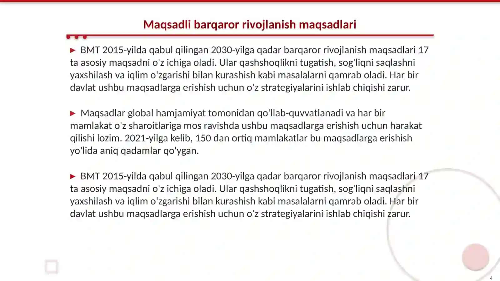 Global muammolarning mezonlari va darajalari? 4