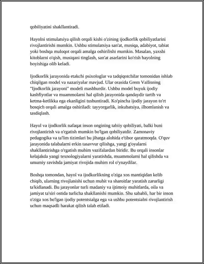 Hayol va ijodkorlik 4