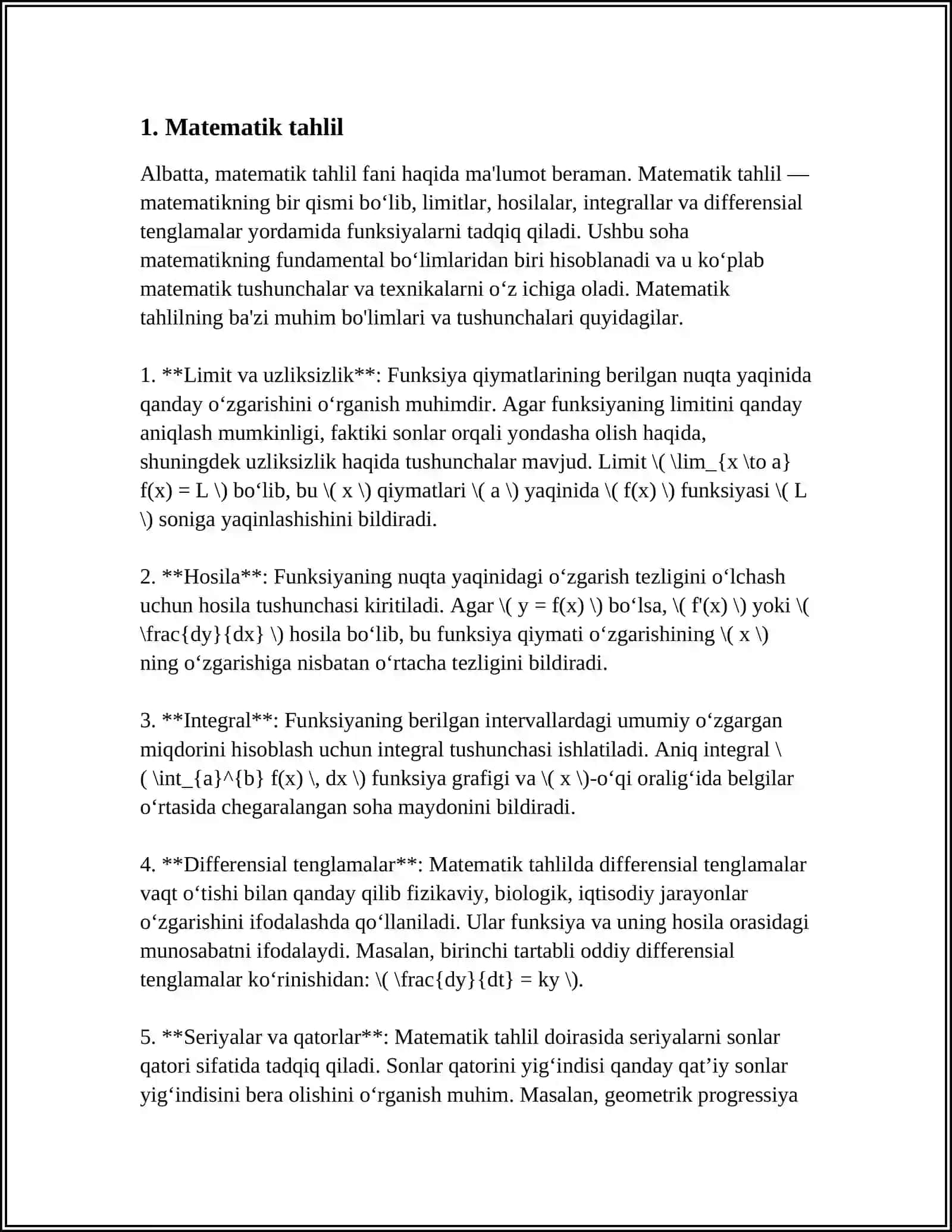 Matematik tahlil 4