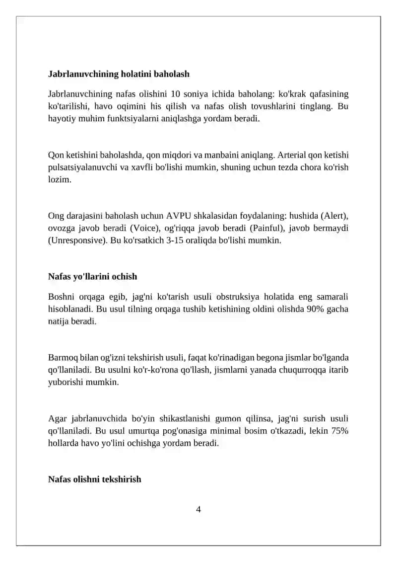 Birinchi Yordam Ko'rsatish 4