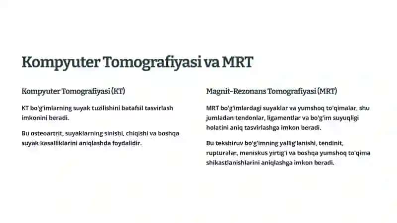 Bo'g'im Kasalliklari Zamonaviy Tekshirish Usullari 4
