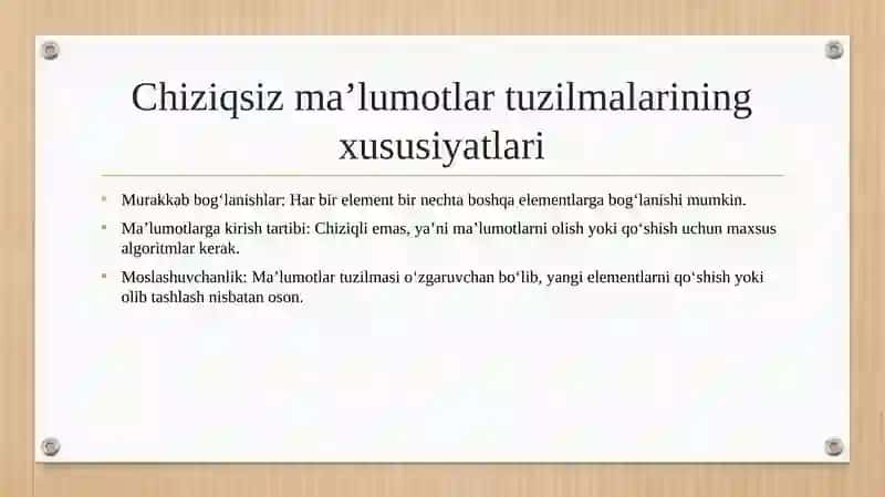 Chiziqsiz ma’lumotlar tuzilmasi 4
