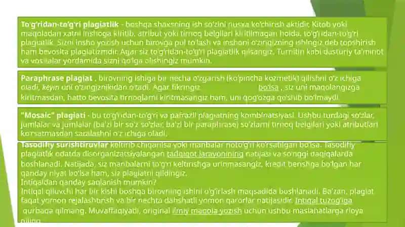Plagiat va unga yo‘l qo‘ymaslik talablari 4